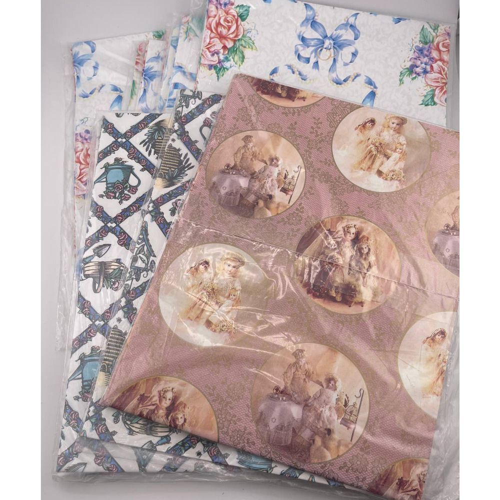 Lot of 11 New Vintage American Greetings‎ Gift Wrap Floral Forget Me Not Bridal